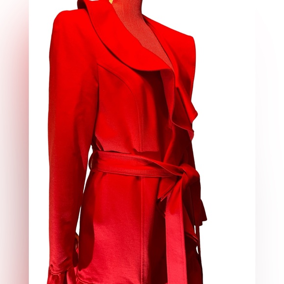 INC red ruffle coat M - Picture 6 of 9